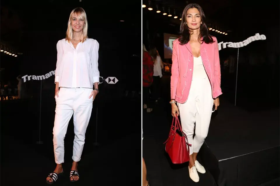 Lorena Ceriscioli y Mariana Arias también fueron al desfile de Tramando y se vistieron de blanco. Mariana optó por agregar accesorios en rosa y rojo. ¿Quién te gusta más?