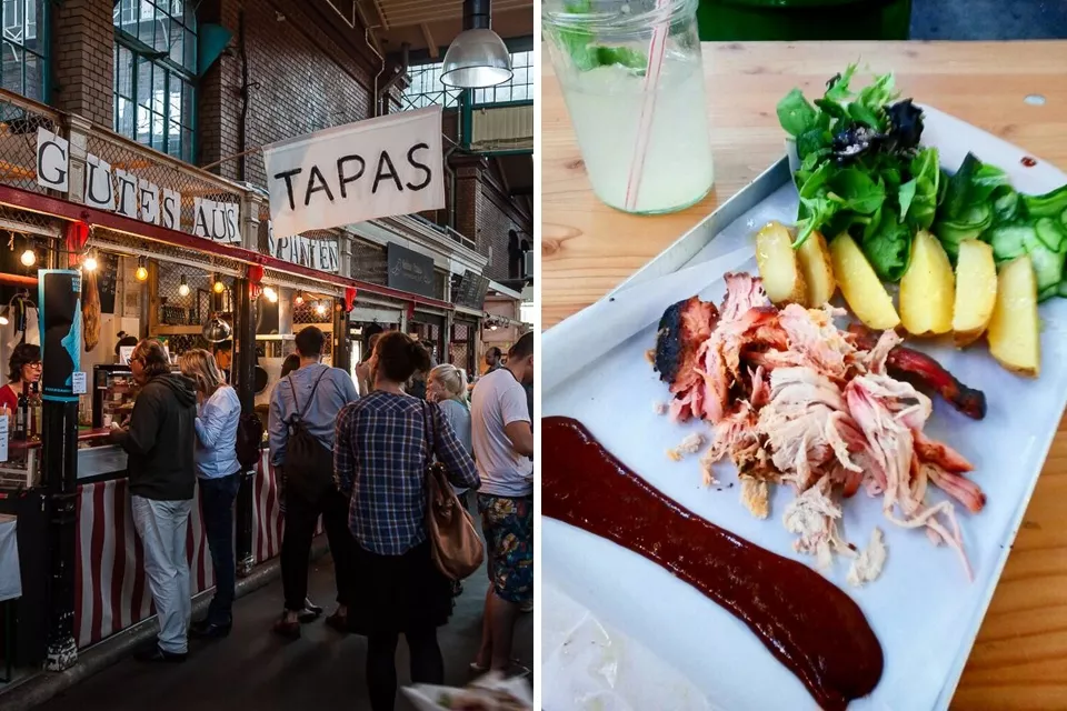 Con sus casi 100 puestos distribuidos a lo largo de todo el predio, el Markthalle Neun reivindica la comida al paso