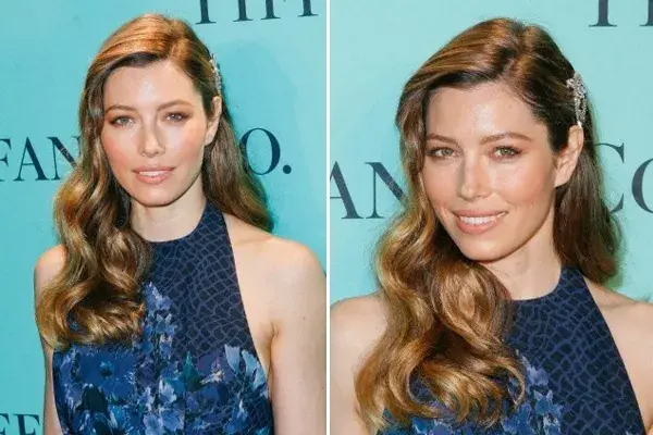Jesica Biel con ondas en las puntas y horquilla de brillantes en un costado de su pelo. Un look ideal para un vestido de fiesta
