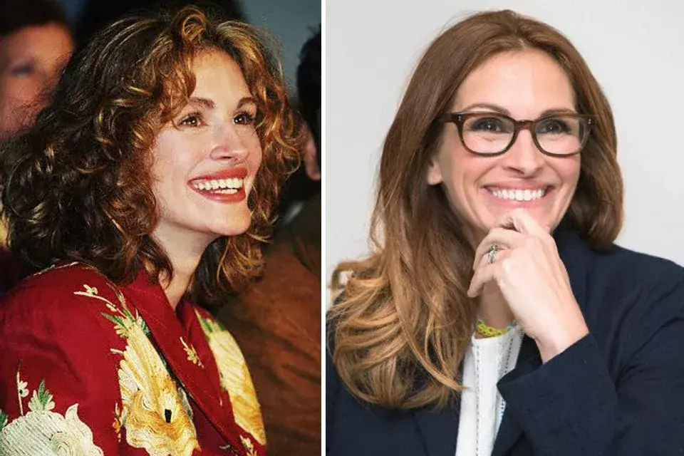 Julia Roberts hace varios años, con su melena rulosa y ahora, con un brushing prolijísimo