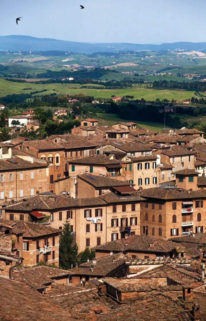 La vista de los techos de tejas de las casas de los locales es un clásico.