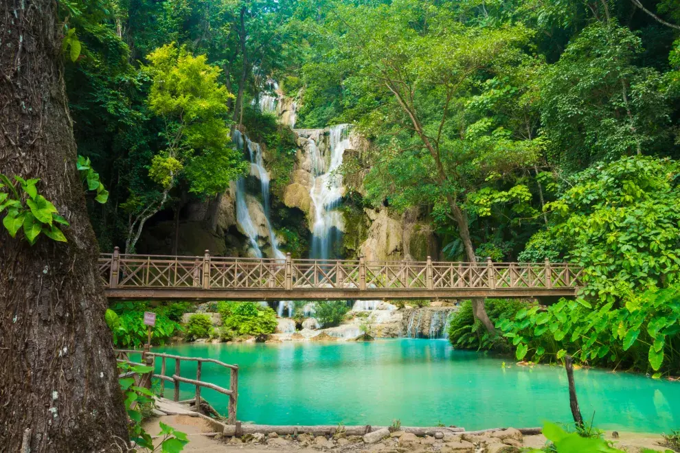 La catarata Kuang Si en Luang Prabang