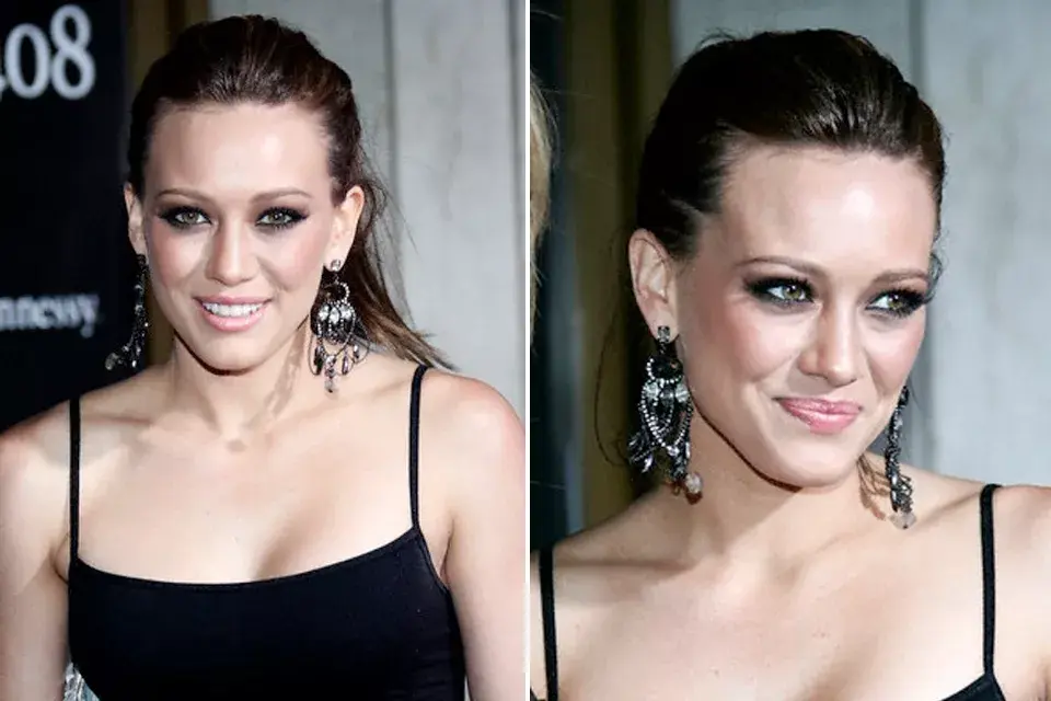 En el mismo año se dejó el pelo más oscuro, pero esta vez optó por un recogido efecto mojado