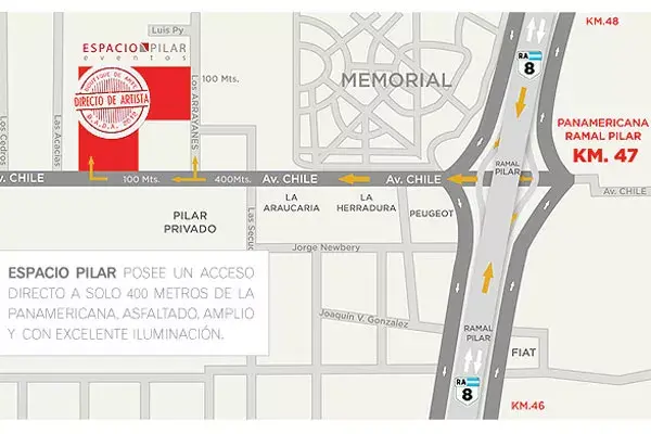 El plano para llegar a Espacio Pilar donde se desarrollará BA.DA.