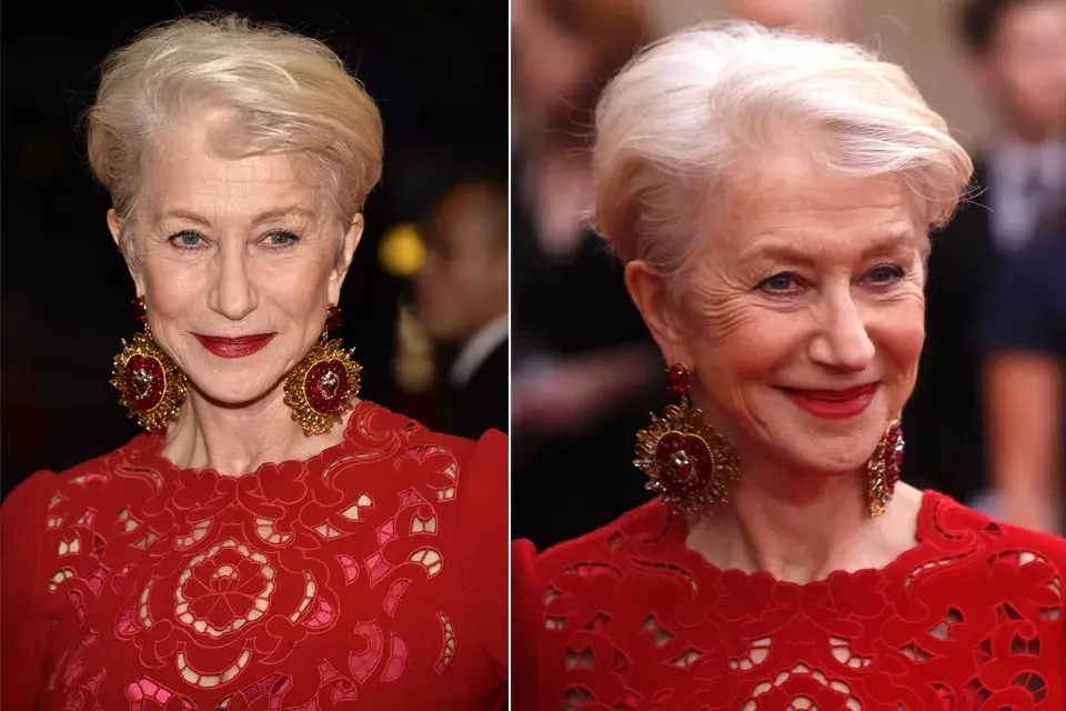 Helen Mirren estuvo 100 por ciento acertada con su look y esos aron enormes le otorgaron un aire majestuoso