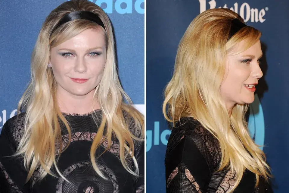 Con pelo bien largo y batido. Sumó una vincha de raso como complemento para este look setentoso