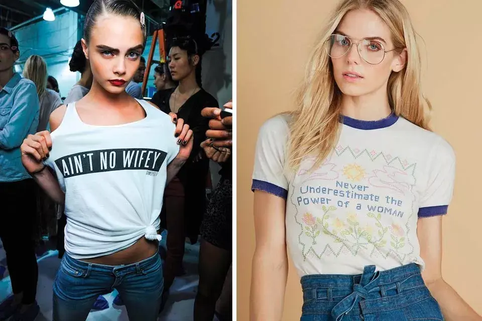 “Nunca subestimes el poder de una mujer” es uno de los eslóganes feministas rescatados por la moda