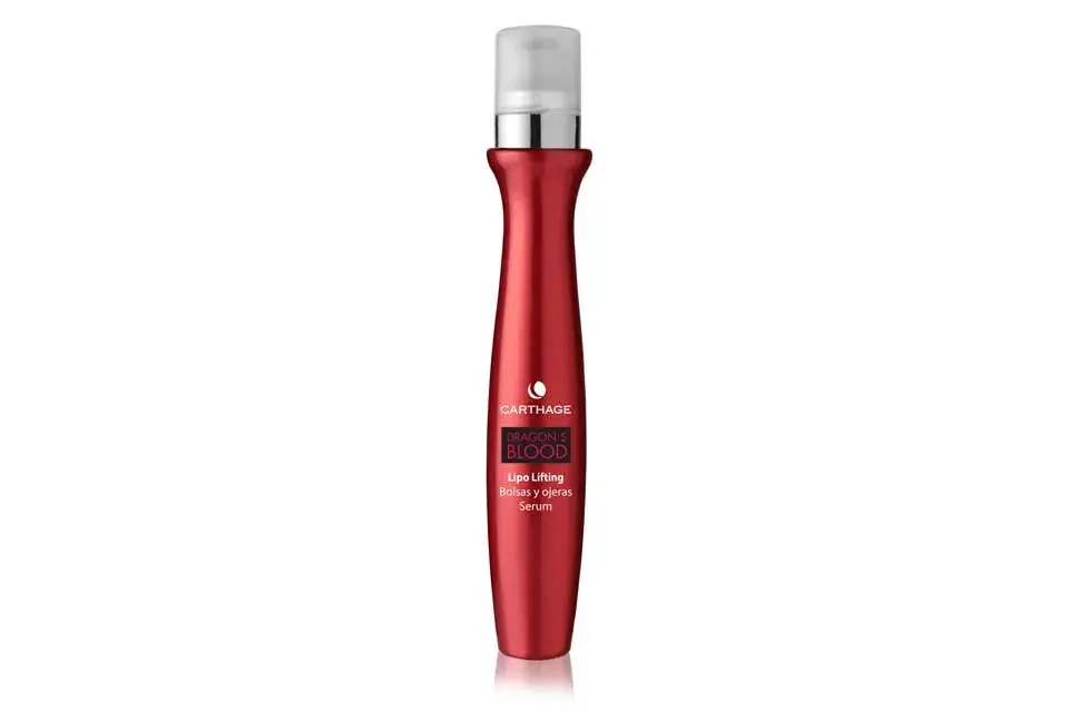 Masajeador anti-bolsas y anti-ojeras (Dragon''''''''''''''''s Blood Lipo Lifting Serum Roll-on  de Carthage,$220)