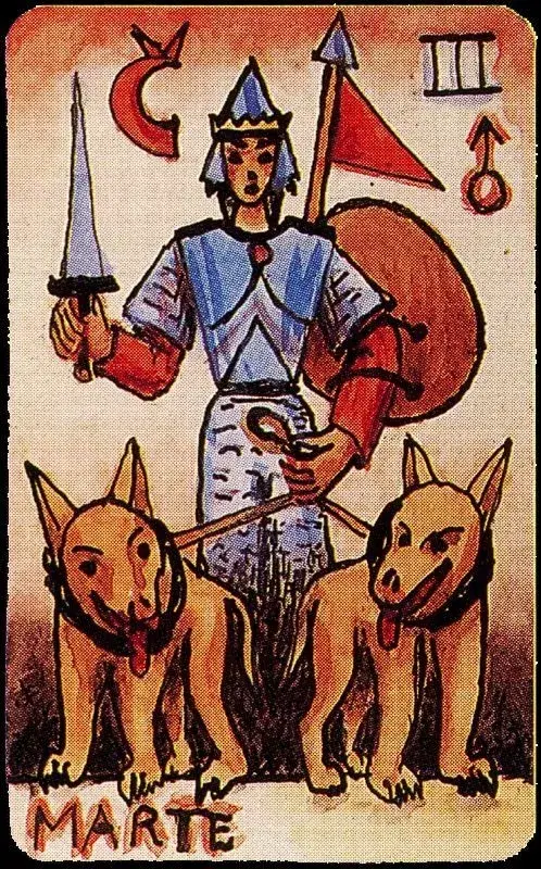 Imagen del Tarot de Xul Solar que representa a Marte