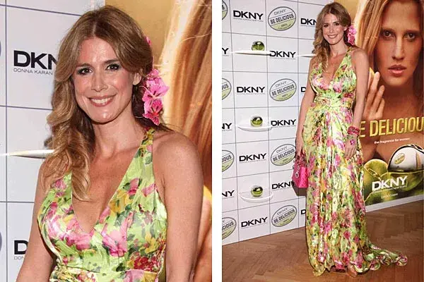 Divino, el vestido de seda floreada que usó Flavia Palmiero para la gala de Fundaleu