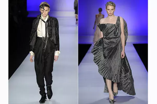 En el desfile de Lino Villaventura, en la semana de la moda de San Pablo, desfiló tanto como hombre y como mujer