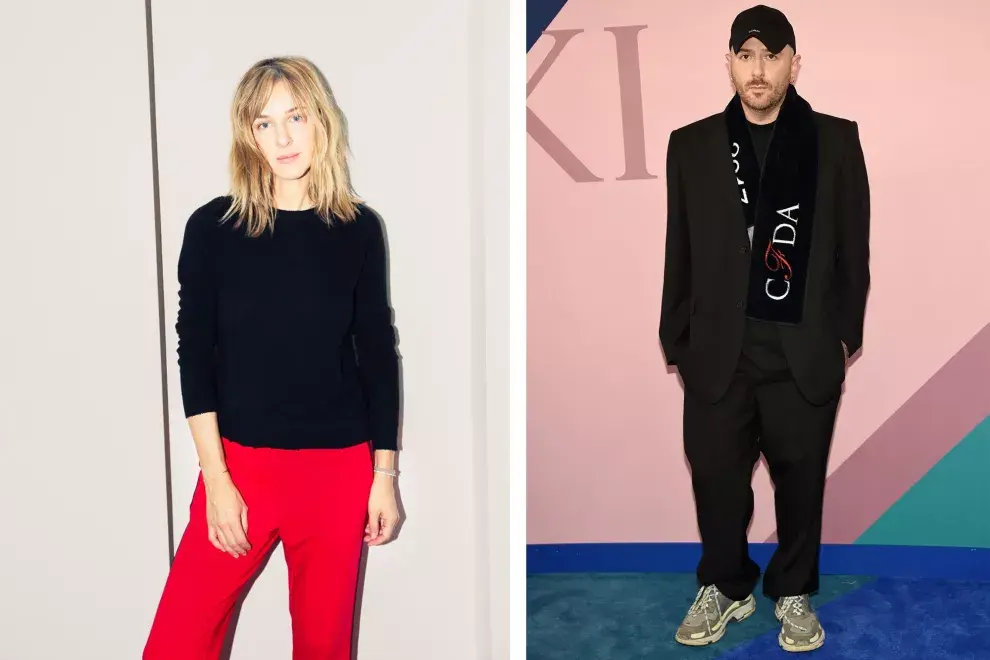 Izquierda: las seguidoras de Cecilia Bonstrom la eligen por su estilo andrógino. Impuso el uso de pantalones masculinos y le dio un revival al smoking femenino. Derecha: Demna Gvasalia en la gala del Council of Fashion Designers of America. El es uno de los grandes responsables de la moda de las ugl