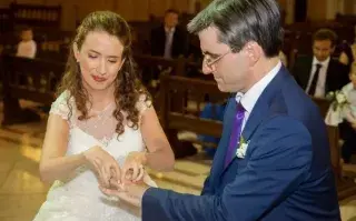 Daniela Aza, influencer experta en diversidad, el día de su casamiento con Jonatan Brunetti
