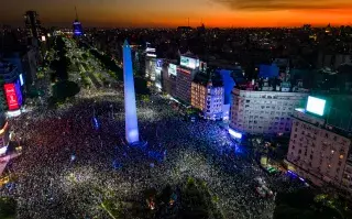 Los festejos en el Obelisco después de que la Selección ganara la Copa del Mundo.