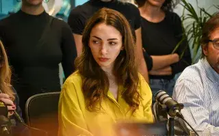 Thelma Fardin durante la conferencia de prensa, tras conocerse el fallo.