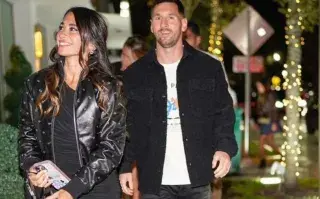 Anto Roccuzzo y Lio Messi durante su salida en Miami.