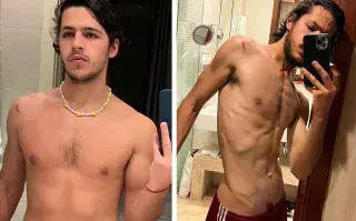 Antes y después de los actores de La sociedad de la nieve al filmar la película.