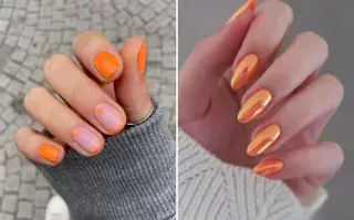 11 diseños de uñas naranja que son tendencia la temporada otoño-invierno.
