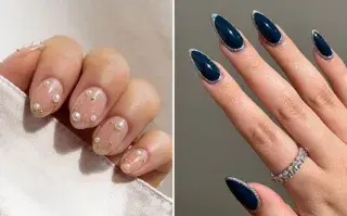 Dos ejemplos de diseños de nail art que son tendencia este 2024.
