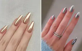 Diseños de uñas metalizadas.