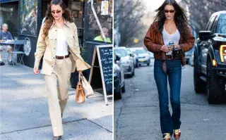 Dos fotos de Bella Hadid en la calle.