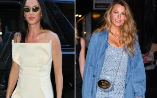 Katy Perry y Blake Lively adelantan los hot ítems de la próxima temporada: ¿cuáles son? Katy Perry, en un impecable total white, y Blake Lively con su chaqueta de denim.