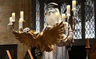 Foto de Albus Dumbledore, tal como lo vistió Michael Gambon en la exhibición Harry Potter y el cáliz de fuego.