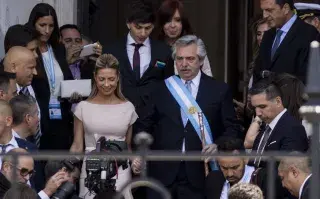 Fabiola Yañez y Alberto Fernández en la asunción presidencial, el 10 de diciembre de 2019.