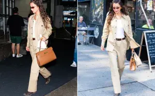 Dónde conseguir este look de Bella Hadid en Avellaneda Dos fotos de Bella Hadid en la calle.