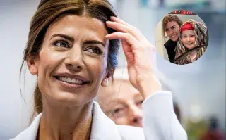 Armado de fotos de Juliana Awada y su ahijado Silver.