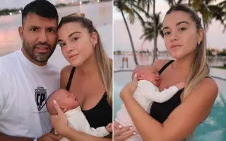 Sofia y el Kun Aguero posaron en su casa de Miami con su primera hija