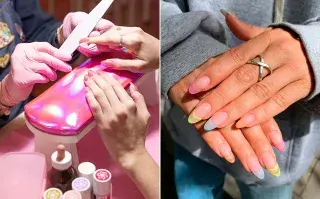 Una mujer haciéndose las uñas