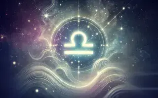 Estos son los signos del Zodíaco que tendrán fuertes desafíos en la temporada Libra 2024 Ilustración del símbolo de Libra en el espacio iluminado