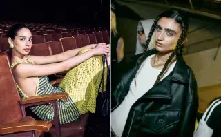 Dos fotos de modelos mujeres durante el BAF Week.