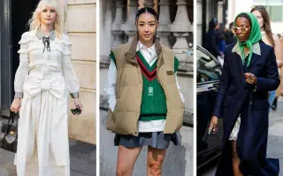 Tres mujeres en el semana de la moda en Londres