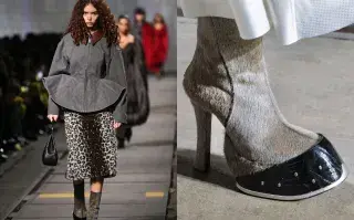Una mujer desfilando con las nuevas botas de pezuña