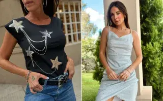 Las 6 mejores marcas de Avellaneda para comprar ropa con brillos a buen precio Dos fotos de modelos mujeres con ropa con brillos de Avellaneda.