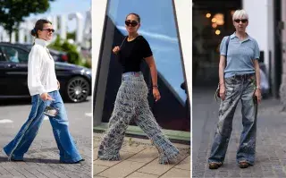 Tres mujeres usando jeans con apliques