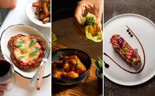 Comer rico en Miami: estos son los tres restaurantes que tenés que conocer si vas a Florida Tres platos de distintos restarantes: una milanesa napolitana, un pollo con salsa y un tartare de carne.