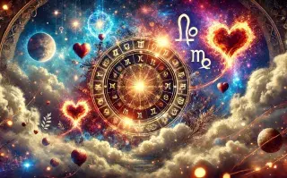 Horóscopo del amor y el sexo del 22 al 24 de noviembre: ¿cuál será tu pulso astral del fin de semana? La rueda zodiacal, con los símbolos de los 12 signos astrales, sobre un fondo de nubes y planetas.