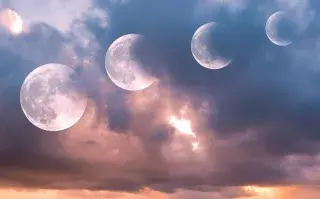 Predicciones 2025: ¿qué desafíos traerán los eclipses del próximo año y a qué signos afectan más? Las fases de un eclipse en un cielo claro.