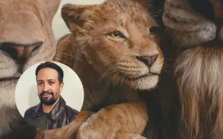 Un fotograma de la película "Mufasa" y un retrato de Lin Manuel Miranda.