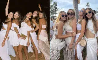 Mujeres vestidas de blanco en año nuevo