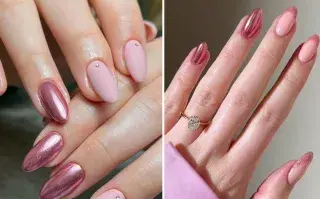 uñas rose gold
