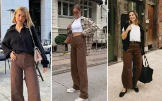Tres mujeres usando jeans en color marrón