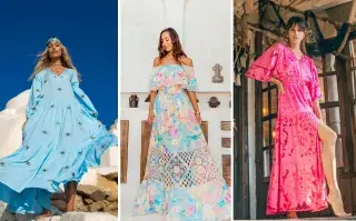 Mujeres usando vestidos de colores