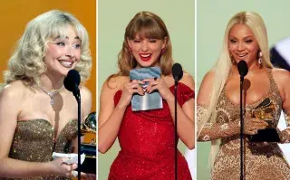 Foto de artistas en los Grammys.