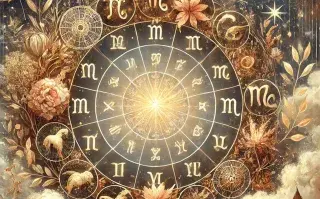 La rueda zodiacal, con los símbolos de los 12 signos astrales.