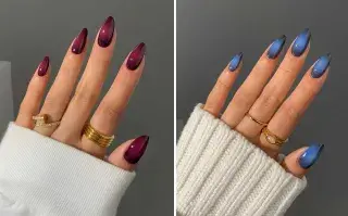 Con tonos profundos y acabados degradé, esta manicura conquista por su estilo sofisticado y versátil. Ideal para uñas largas o cortas, el diseño aura oscura gana protagonismo en 2025.