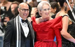 Meryl Streep y Stanley Tucci en el rodaje de El diablo viste a la moda 2